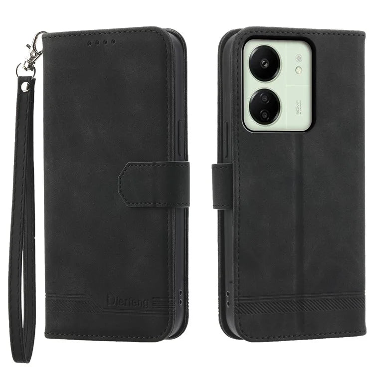 DIERFENG DF-03 For Xiaomi Redmi 13C 4G / Poco C65 4G Case PU Leather Flip Card Holder Smartphone Cover