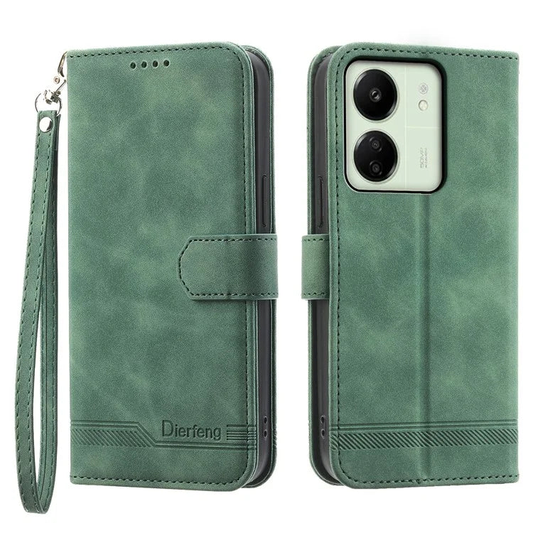 DIERFENG DF-03 For Xiaomi Redmi 13C 4G / Poco C65 4G Case PU Leather Flip Card Holder Smartphone Cover