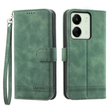 DIERFENG DF-03 For Xiaomi Redmi 13C 4G / Poco C65 4G Case PU Leather Flip Card Holder Smartphone Cover