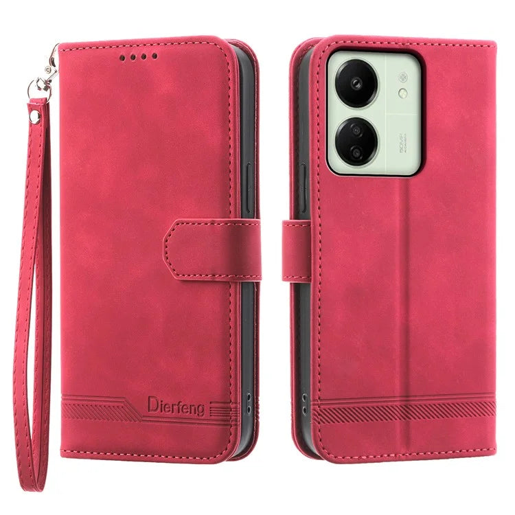 DIERFENG DF-03 For Xiaomi Redmi 13C 4G / Poco C65 4G Case PU Leather Flip Card Holder Smartphone Cover