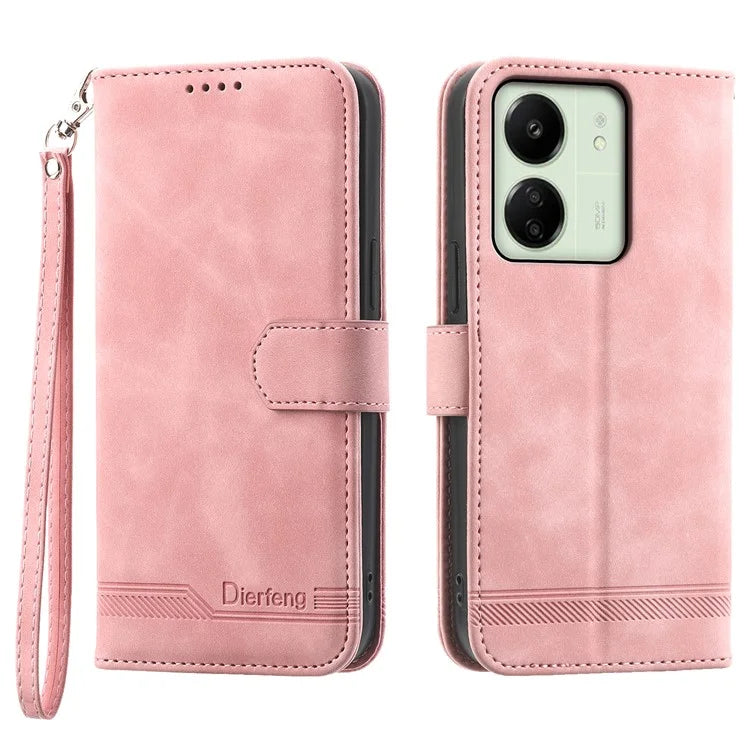 DIERFENG DF-03 For Xiaomi Redmi 13C 4G / Poco C65 4G Case PU Leather Flip Card Holder Smartphone Cover