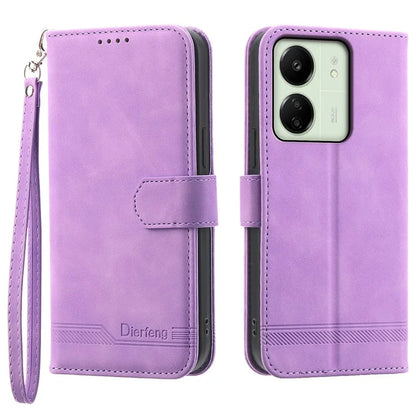 DIERFENG DF-03 For Xiaomi Redmi 13C 4G / Poco C65 4G Case PU Leather Flip Card Holder Smartphone Cover
