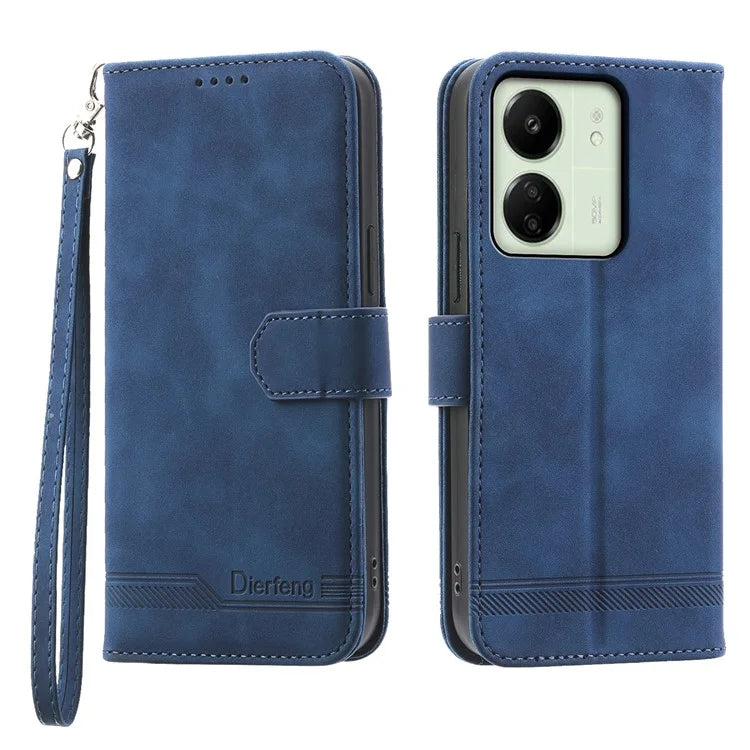 DIERFENG DF-03 For Xiaomi Redmi 13C 4G / Poco C65 4G Case PU Leather Flip Card Holder Smartphone Cover
