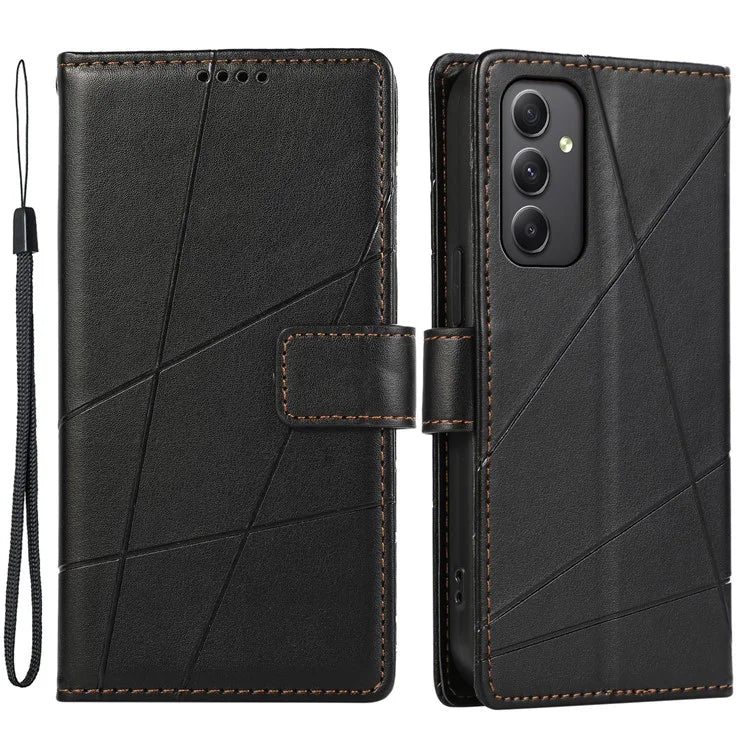 DF-06 For Samsung Galaxy A35 5G Cell Phone Case Imprinted Lines Leather Wallet Stand Cover