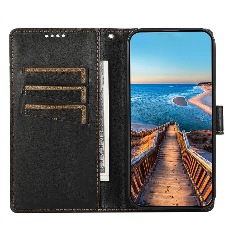 DF-06 For Samsung Galaxy A35 5G Cell Phone Case Imprinted Lines Leather Wallet Stand Cover