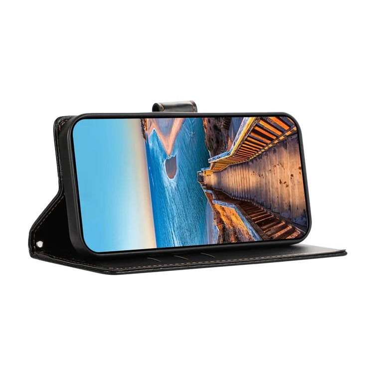DF-06 For Samsung Galaxy A35 5G Cell Phone Case Imprinted Lines Leather Wallet Stand Cover