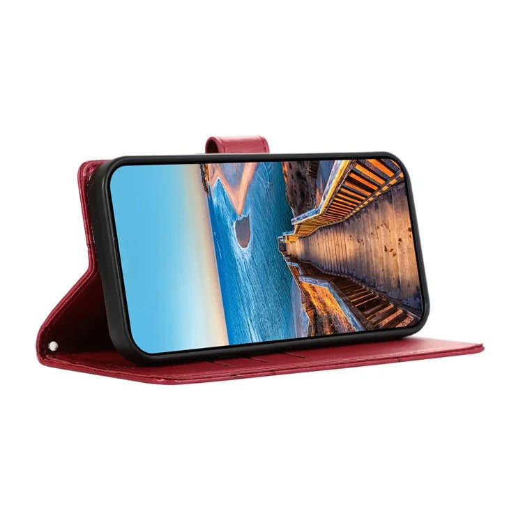 DF-06 For Samsung Galaxy A35 5G Cell Phone Case Imprinted Lines Leather Wallet Stand Cover