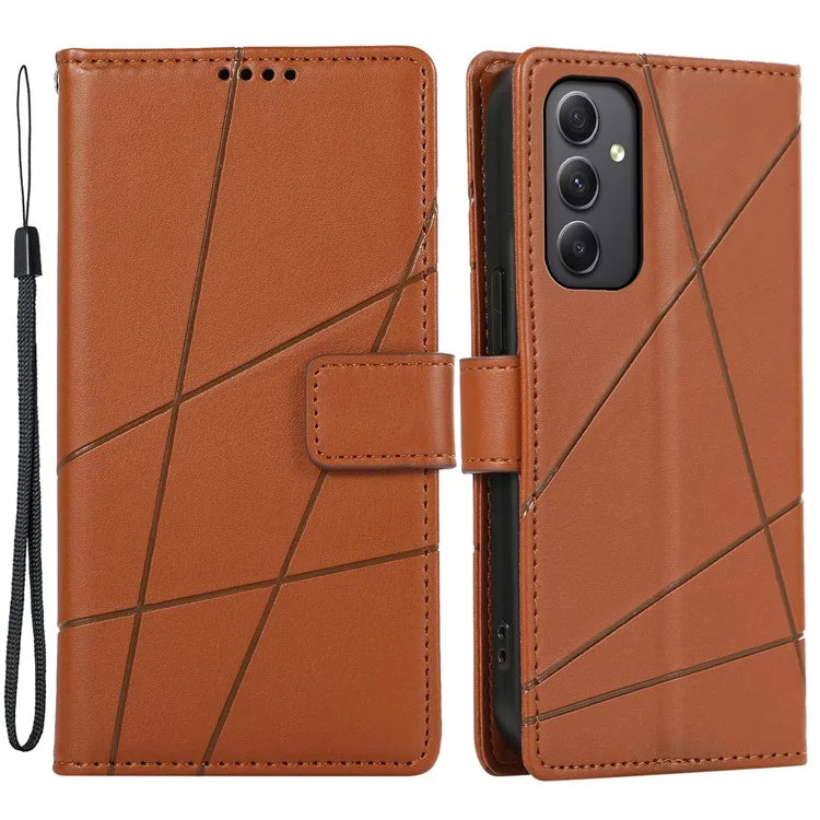 DF-06 For Samsung Galaxy A35 5G Cell Phone Case Imprinted Lines Leather Wallet Stand Cover