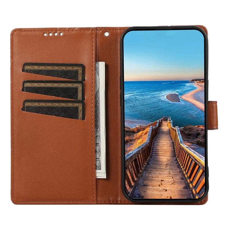 DF-06 For Samsung Galaxy A35 5G Cell Phone Case Imprinted Lines Leather Wallet Stand Cover