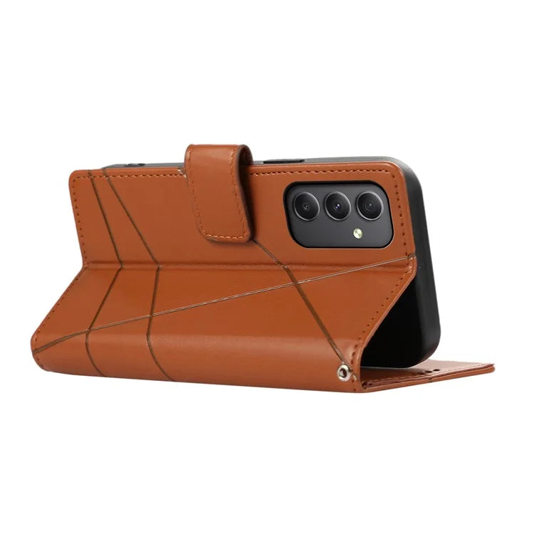 DF-06 For Samsung Galaxy A35 5G Cell Phone Case Imprinted Lines Leather Wallet Stand Cover