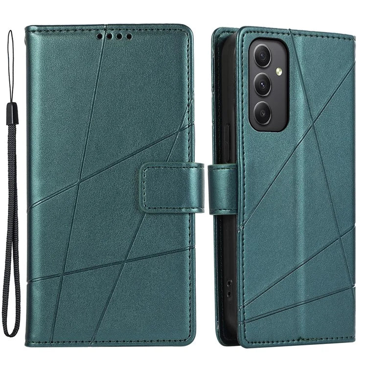 DF-06 For Samsung Galaxy A35 5G Cell Phone Case Imprinted Lines Leather Wallet Stand Cover