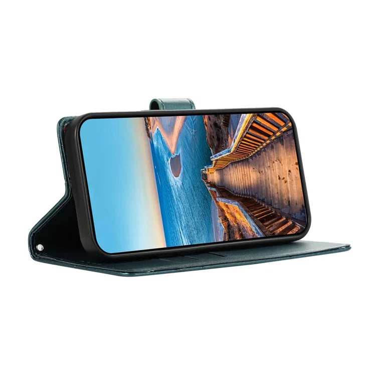 DF-06 For Samsung Galaxy A35 5G Cell Phone Case Imprinted Lines Leather Wallet Stand Cover