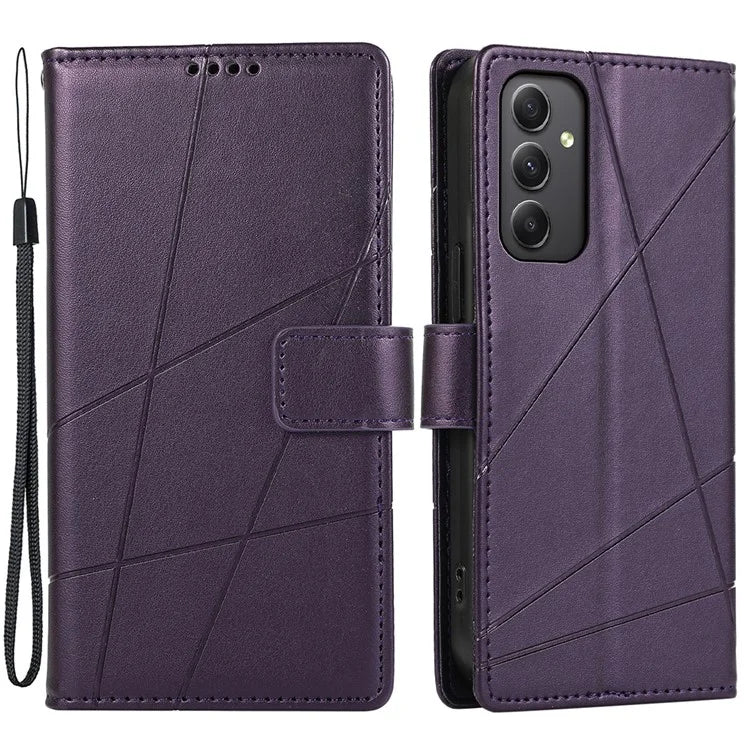 DF-06 For Samsung Galaxy A35 5G Cell Phone Case Imprinted Lines Leather Wallet Stand Cover