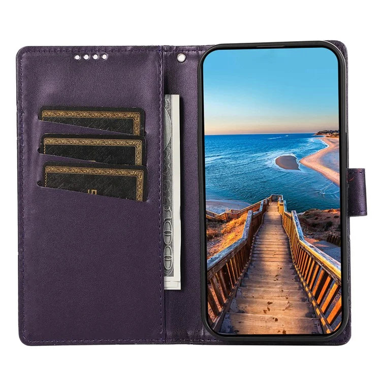 DF-06 For Samsung Galaxy A35 5G Cell Phone Case Imprinted Lines Leather Wallet Stand Cover