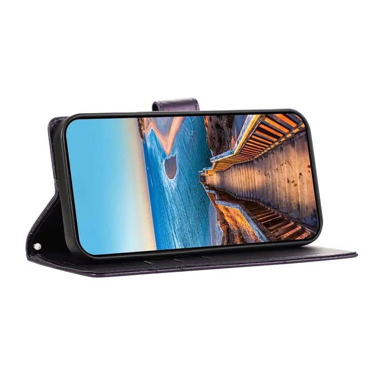 DF-06 For Samsung Galaxy A35 5G Cell Phone Case Imprinted Lines Leather Wallet Stand Cover