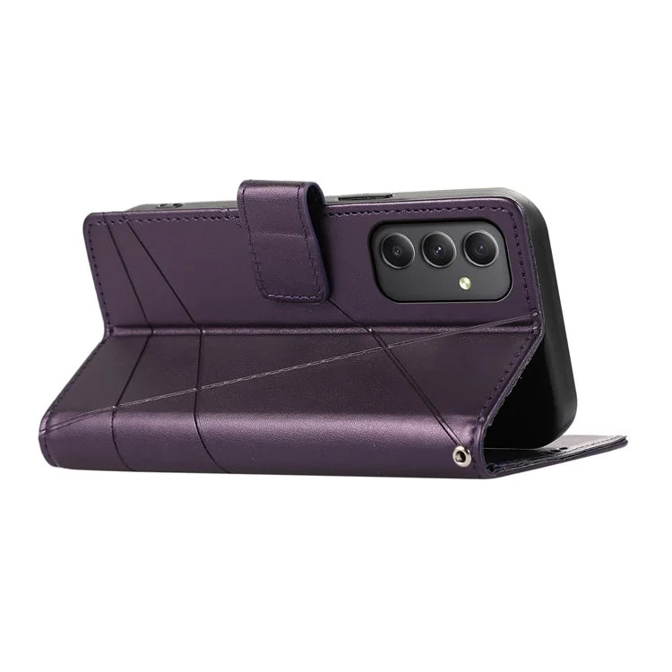DF-06 For Samsung Galaxy A35 5G Cell Phone Case Imprinted Lines Leather Wallet Stand Cover