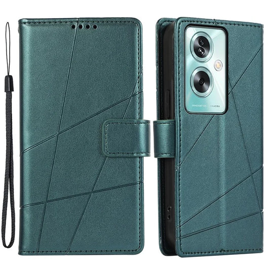 DF-06 For Oppo A79 5G / A2 5G Case Imprinted Lines Shockproof Leather Phone Guard Cover