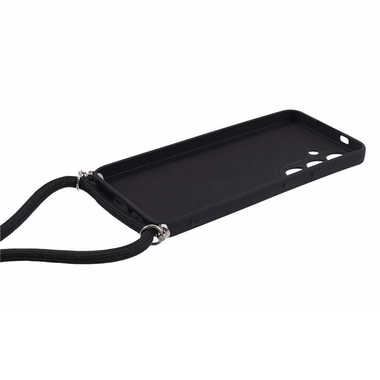 For Samsung Galaxy S24+ TPU Phone Case Rubberized Fiber Inner Lining Protective Shell with Lanyard