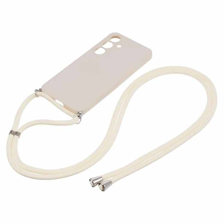 For Samsung Galaxy S24+ TPU Phone Case Rubberized Fiber Inner Lining Protective Shell with Lanyard