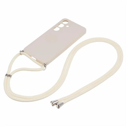 For Samsung Galaxy S24+ TPU Phone Case Rubberized Fiber Inner Lining Protective Shell with Lanyard
