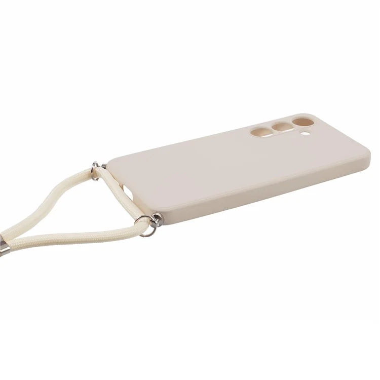 For Samsung Galaxy S24+ TPU Phone Case Rubberized Fiber Inner Lining Protective Shell with Lanyard