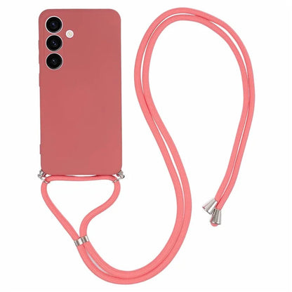 For Samsung Galaxy S24+ TPU Phone Case Rubberized Fiber Inner Lining Protective Shell with Lanyard