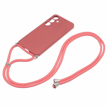 For Samsung Galaxy S24+ TPU Phone Case Rubberized Fiber Inner Lining Protective Shell with Lanyard