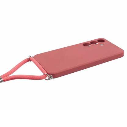 For Samsung Galaxy S24+ TPU Phone Case Rubberized Fiber Inner Lining Protective Shell with Lanyard