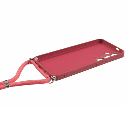 For Samsung Galaxy S24+ TPU Phone Case Rubberized Fiber Inner Lining Protective Shell with Lanyard