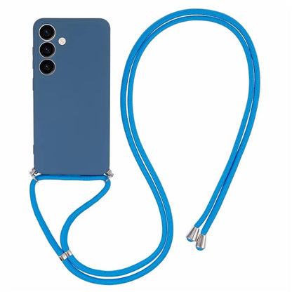 For Samsung Galaxy S24+ TPU Phone Case Rubberized Fiber Inner Lining Protective Shell with Lanyard