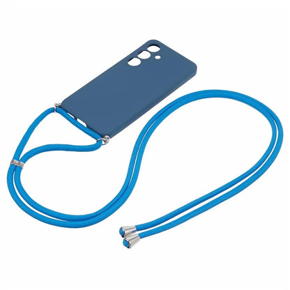 For Samsung Galaxy S24+ TPU Phone Case Rubberized Fiber Inner Lining Protective Shell with Lanyard