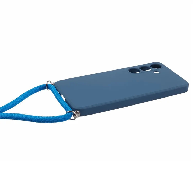 For Samsung Galaxy S24+ TPU Phone Case Rubberized Fiber Inner Lining Protective Shell with Lanyard