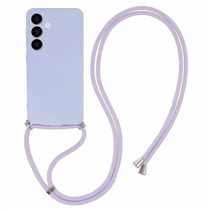 For Samsung Galaxy S24+ TPU Phone Case Rubberized Fiber Inner Lining Protective Shell with Lanyard