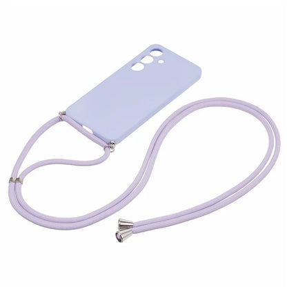 For Samsung Galaxy S24+ TPU Phone Case Rubberized Fiber Inner Lining Protective Shell with Lanyard