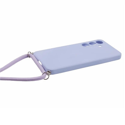 For Samsung Galaxy S24+ TPU Phone Case Rubberized Fiber Inner Lining Protective Shell with Lanyard