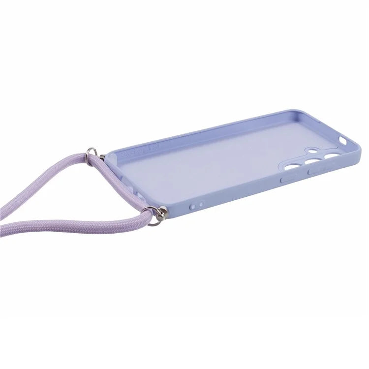 For Samsung Galaxy S24+ TPU Phone Case Rubberized Fiber Inner Lining Protective Shell with Lanyard
