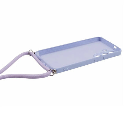 For Samsung Galaxy S24+ TPU Phone Case Rubberized Fiber Inner Lining Protective Shell with Lanyard
