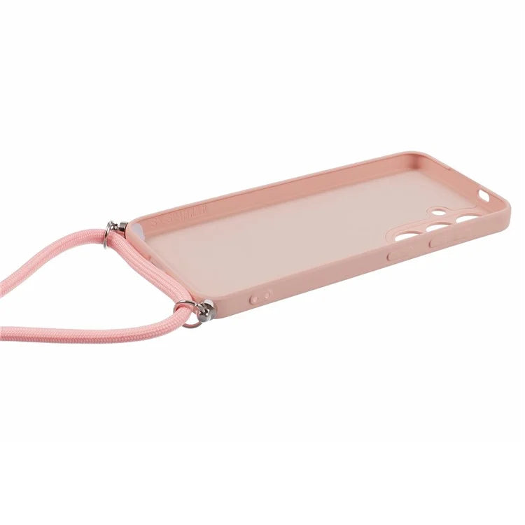 For Samsung Galaxy S24+ TPU Phone Case Rubberized Fiber Inner Lining Protective Shell with Lanyard