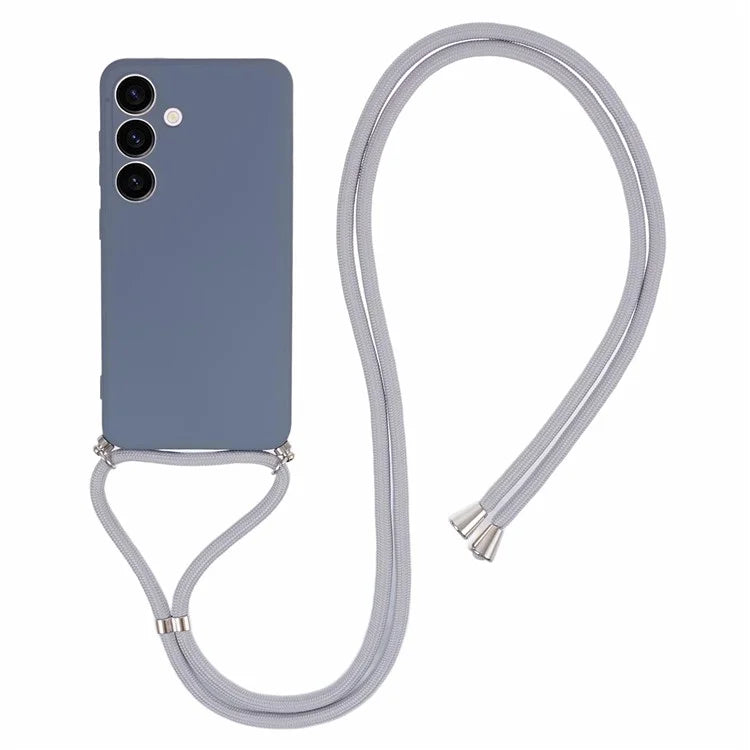 For Samsung Galaxy S24+ TPU Phone Case Rubberized Fiber Inner Lining Protective Shell with Lanyard