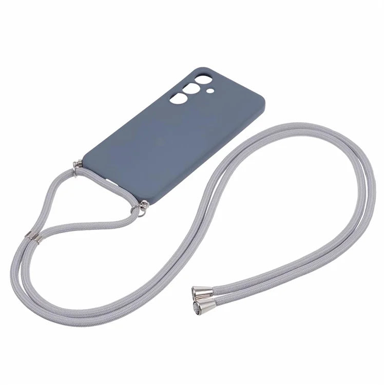 For Samsung Galaxy S24+ TPU Phone Case Rubberized Fiber Inner Lining Protective Shell with Lanyard