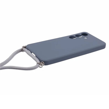 For Samsung Galaxy S24+ TPU Phone Case Rubberized Fiber Inner Lining Protective Shell with Lanyard