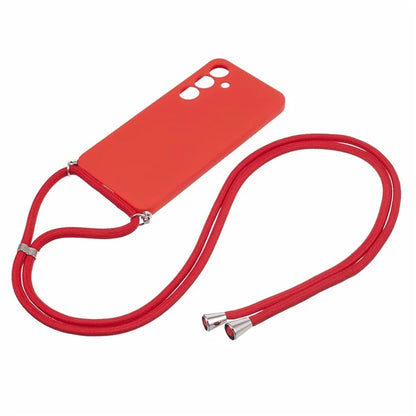 For Samsung Galaxy S24+ TPU Phone Case Rubberized Fiber Inner Lining Protective Shell with Lanyard