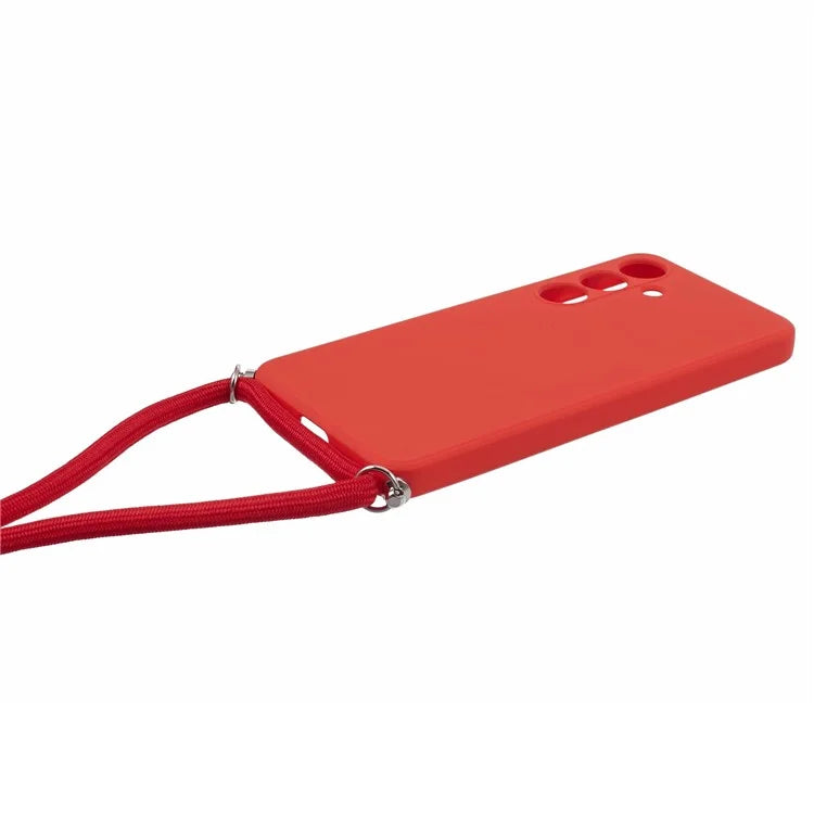 For Samsung Galaxy S24+ TPU Phone Case Rubberized Fiber Inner Lining Protective Shell with Lanyard