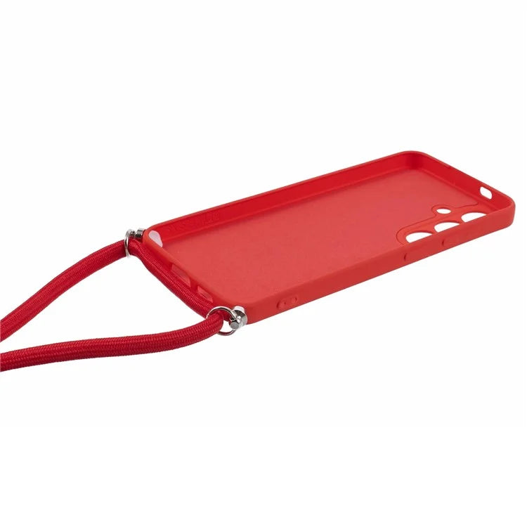For Samsung Galaxy S24+ TPU Phone Case Rubberized Fiber Inner Lining Protective Shell with Lanyard
