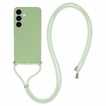 For Samsung Galaxy S24+ TPU Phone Case Rubberized Fiber Inner Lining Protective Shell with Lanyard