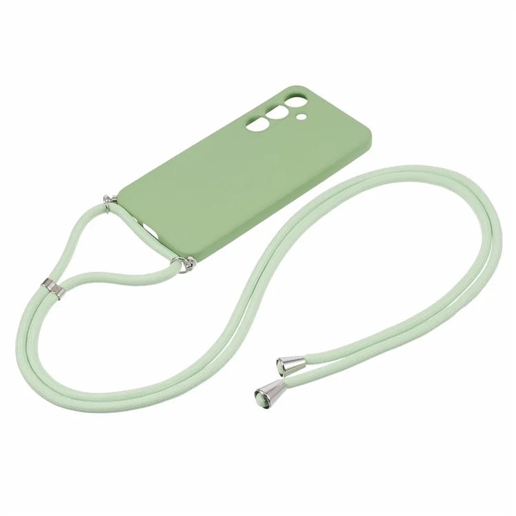 For Samsung Galaxy S24+ TPU Phone Case Rubberized Fiber Inner Lining Protective Shell with Lanyard
