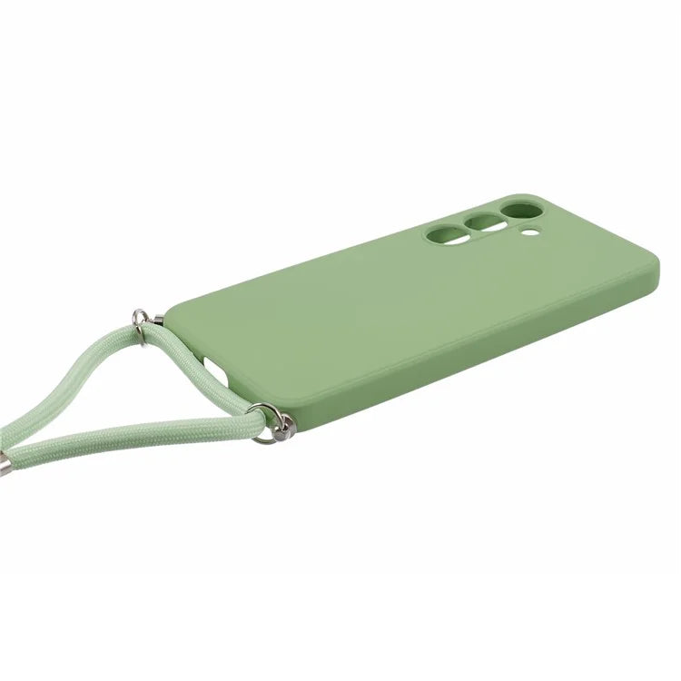 For Samsung Galaxy S24+ TPU Phone Case Rubberized Fiber Inner Lining Protective Shell with Lanyard