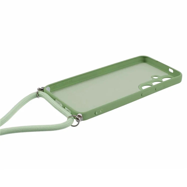 For Samsung Galaxy S24+ TPU Phone Case Rubberized Fiber Inner Lining Protective Shell with Lanyard