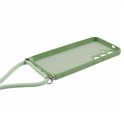 For Samsung Galaxy S24+ TPU Phone Case Rubberized Fiber Inner Lining Protective Shell with Lanyard