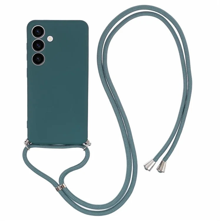For Samsung Galaxy S24+ TPU Phone Case Rubberized Fiber Inner Lining Protective Shell with Lanyard